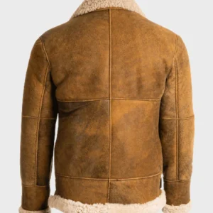 Aviator Mens Brown Sheepskin Shearling B3 Leather Jacket