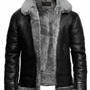 Men B3 Bomber Flying RAF Aviator Real Fur Collar Leather Jacket
